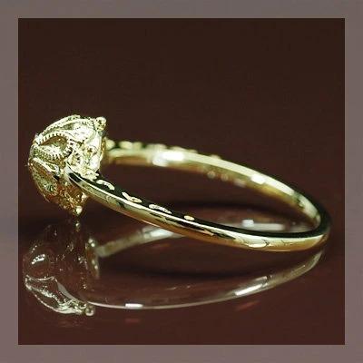 クラシカルボタン ルビーリング 誕生石 7月　PT900 K18 K10対応の画像