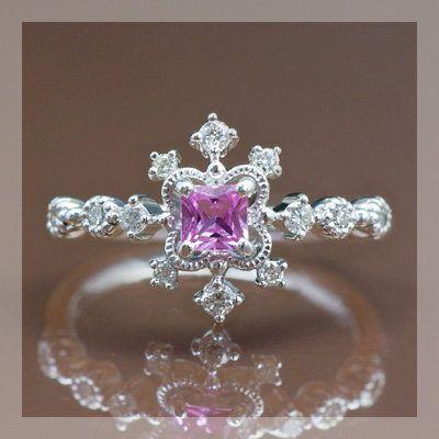 詰込福袋 開催中 ピンクサファイア ダイヤモンドリング デコーレ 誕生石 4月 9月 K18 K10対応 春色ピンク