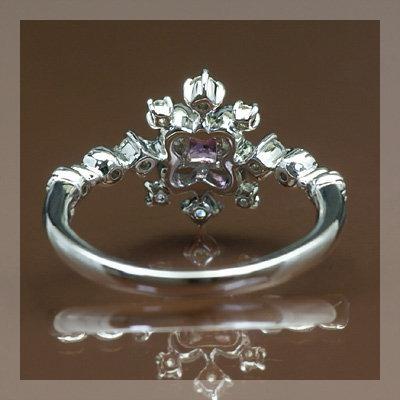 ピンクサファイア ダイヤモンドリング デコーレ 誕生石 4月 9月 K18 K10対応 春色ピンクの画像