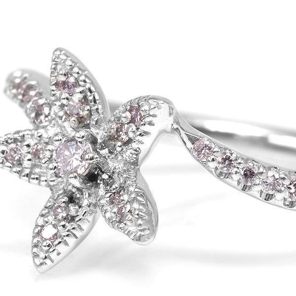 指輪 数量限定 PT900 桜カラー ピンクダイヤモンド リング フローラルナチュレ 誕生石 4月 春色ピンク PT900 K18 K10対応の画像