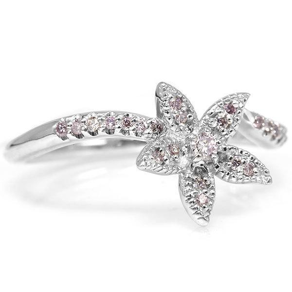 指輪 数量限定 PT900 桜カラー ピンクダイヤモンド リング フローラルナチュレ 誕生石 4月 春色ピンク PT900 K18 K10対応の画像