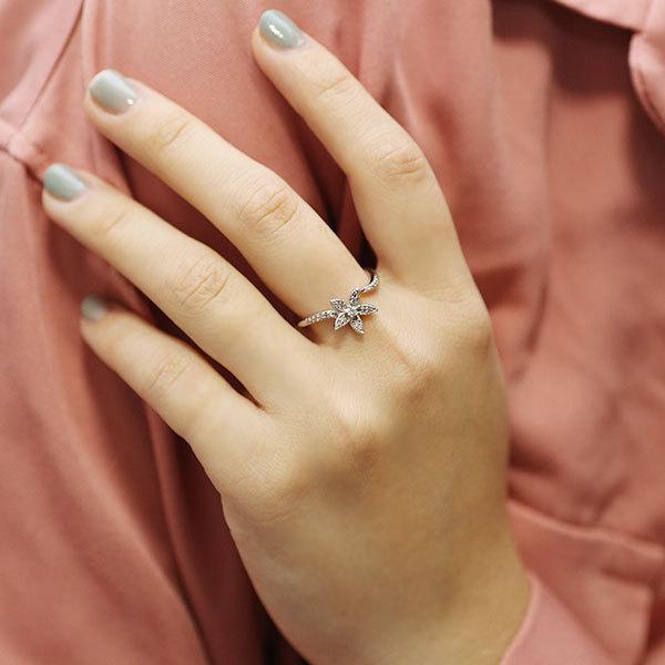指輪 数量限定 PT900 桜カラー ピンクダイヤモンド リング フローラルナチュレ 誕生石 4月 春色ピンク PT900 K18 K10対応の画像