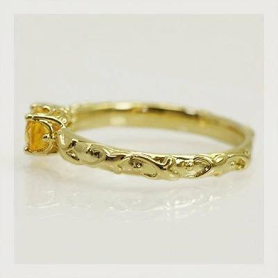 シトリン ティアラ セッティング リング PT900 K18 K10対応 誕生石 11月の画像