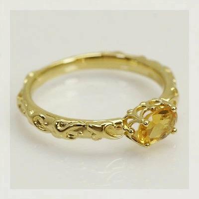 シトリン ティアラ セッティング リング PT900 K18 K10対応 誕生石 11月の画像