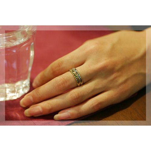 ダイヤモンド5石（ドッツ）シンプルリング 誕生石 4月 PT900 K18 K10対応の画像