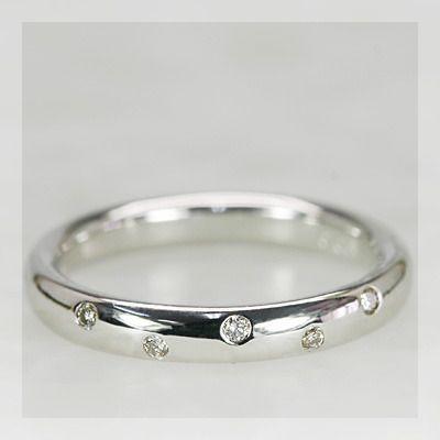 ダイヤモンド5石（ドッツ）シンプルリング 誕生石 4月 PT900 K18 K10対応の画像