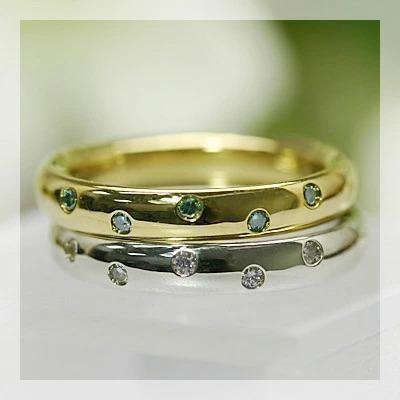 ダイヤモンド5石（ドッツ）シンプルリング 誕生石 4月 PT900 K18 K10対応の画像