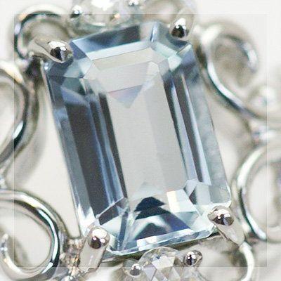 アール リーニュ アクアマリン ローズカットダイヤリング 誕生石 3月 PT900 K18 K10対応の画像