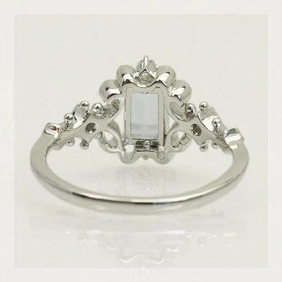 アール リーニュ アクアマリン ローズカットダイヤリング 誕生石 3月 PT900 K18 K10対応の画像