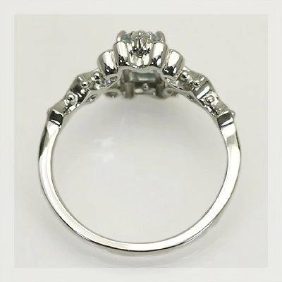 アール リーニュ アクアマリン ローズカットダイヤリング 誕生石 3月 PT900 K18 K10対応の画像