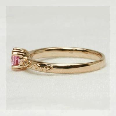 4mm ピンクサファイア ツタの葉 リング 誕生石 9月 PT900 K18 K10対応 春色ピンクの画像