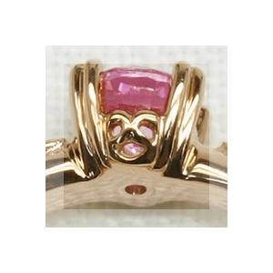 4mm ピンクサファイア ツタの葉 リング 誕生石 9月 PT900 K18 K10対応 春色ピンクの画像