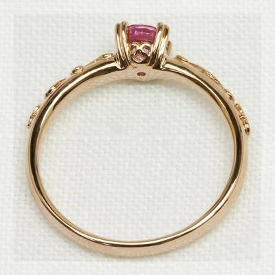 4mm ピンクサファイア ツタの葉 リング 誕生石 9月 PT900 K18 K10対応 春色ピンクの画像