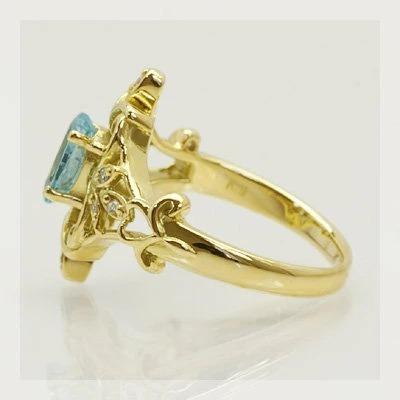 アンティークフレーム アパタイト ダイヤモンドリング PT900 K18 K10対応 誕生石 4月の画像