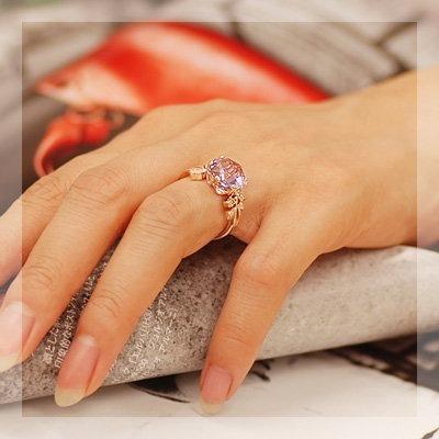 ソリドール アメシスト ローズカットダイヤモンドリング 誕生石 2月 PT900 K18 K10対応の画像