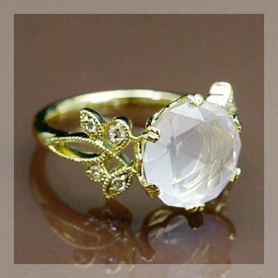 ソリドール ローズクォーツ ローズカットダイヤモンドリング 誕生石 4月 春色ピンク PT900 K18 K10対応の画像