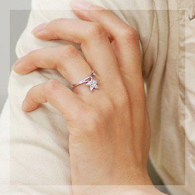 ホワイトマグノリア ローズカットダイヤモンドリング 誕生石 4月 PT900 K18 K10対応の画像