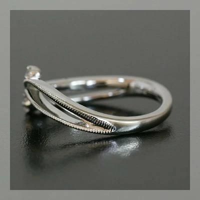 ミル クルヴァ ローズカットダイヤモンドリング 誕生石 4月 PT900 K18 K10対応の画像