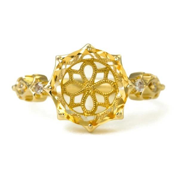 プリマヴェーラ シトリン ローズカットダイヤモンドリング Primavera PT900 K18 K10対応  誕生石 4月 11月の画像