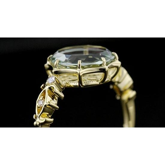 グリーンクォーツ ローズカットダイヤリング プリマヴェーラ 誕生石 4月 PT900 K18 K10対応の画像