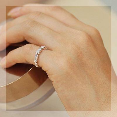 重ねて着けたいローズカットダイヤモンドピンキーリング ヴィンカ 、対応サイズ：0.5号〜5.5号 誕生石 4月 PT900 K18 K10対応 |  | 01