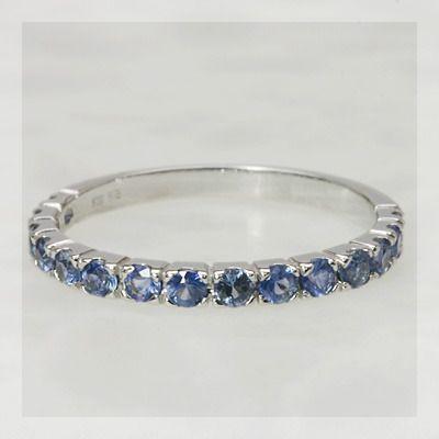 2ミリ ブルーサファイア 15石ストレート リング 誕生石 9月 PT900 K18