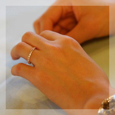 2ミリ モルガナイト 15石ストレートリング PT900 K18 K10対応 春色ピンクの画像