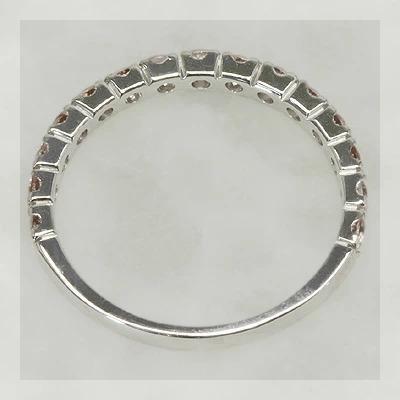 2ミリ モルガナイト 15石ストレートリング PT900 K18 K10対応 春色ピンクの画像