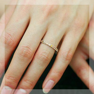 2ミリ オレンジサファイア ミックス ストレートリング 誕生石 9月 PT900 K18 K10対応の画像