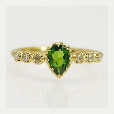 リフレッソ ダイオプサイト ローズカットダイヤモンドリング PT900 K18