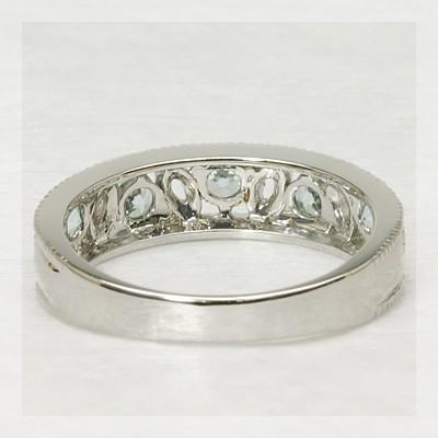 バイヤー名品   ブルージルコンミル打ちアンティークデザインリング　PT900 K18 K10対応の画像