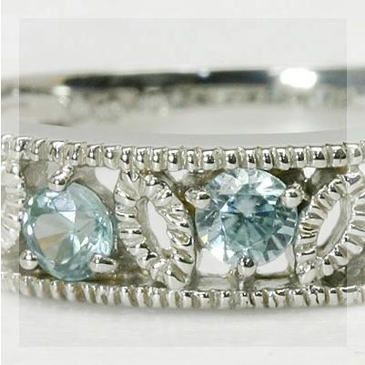 バイヤー名品   ブルージルコンミル打ちアンティークデザインリング　PT900 K18 K10対応の画像