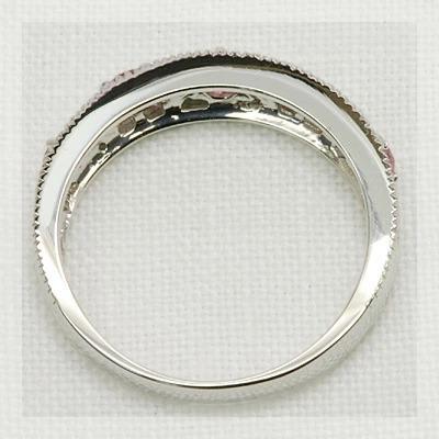 ピンクトルマリン ミル打ち アンティーク デザイン リング 誕生石 10月 春色ピンク PT900 K18 K10対応の画像