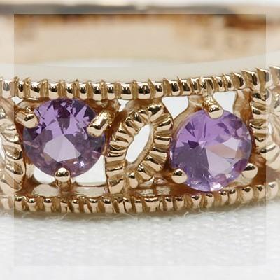 バイオレットサファイアミル打ちアンティークデザインリング 誕生石 9  