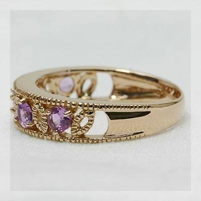 バイオレットサファイアミル打ちアンティークデザインリング 誕生石 9月 PT900 K18 K10対応 |  | 05