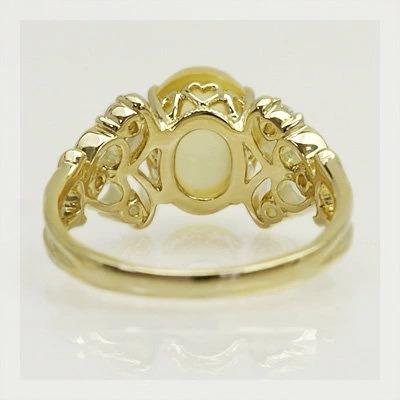 エクスプレッション”ゴールデンベリルキャッツアイ ローズカットダイヤモンドリング PT900 K18 K10対応 誕生石 4月の画像