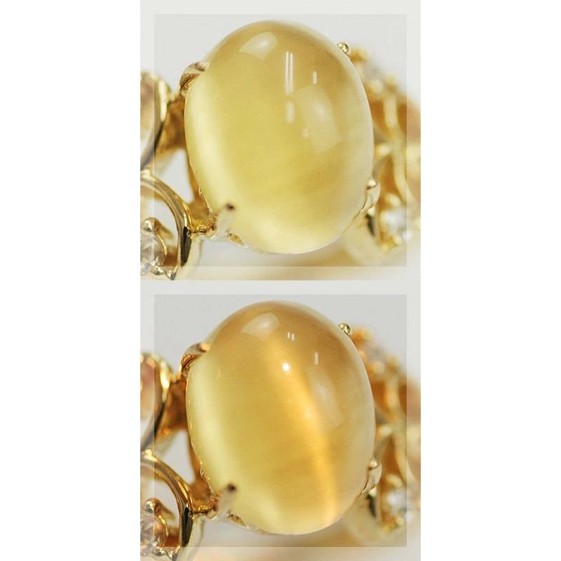 エクスプレッション”ゴールデンベリルキャッツアイ ローズカットダイヤモンドリング PT900 K18 K10対応 誕生石 4月の画像
