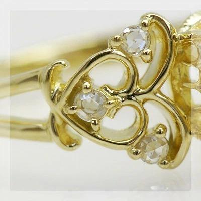 エクスプレッション”ゴールデンベリルキャッツアイ ローズカットダイヤモンドリング PT900 K18 K10対応 誕生石 4月の画像