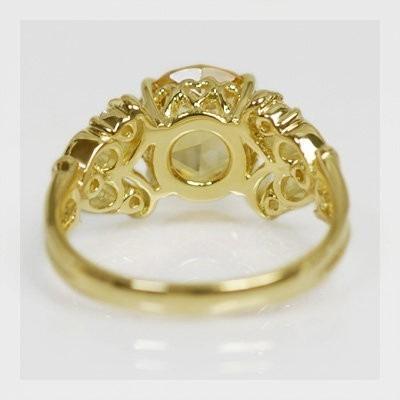シトリン ローズカットダイヤモンド リング エクスプレッション PT900 K18 K10対応 誕生石 4月 11月の画像