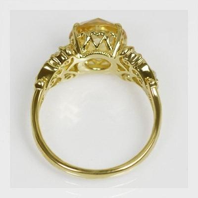 シトリン ローズカットダイヤモンド リング エクスプレッション PT900 K18 K10対応 誕生石 4月 11月の画像