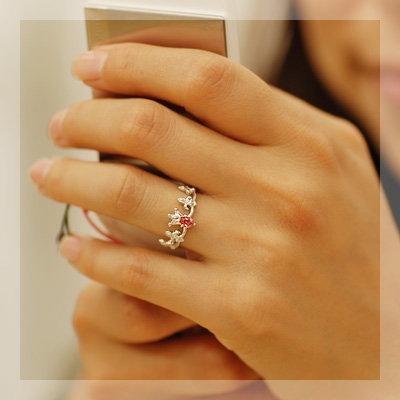 クロヌ”タンザニア産スピネル ローズカットダイヤモンドリング 誕生石 4月 PT900 K18 K10対応の画像