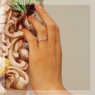 わすれな草”ローズカットダイヤモンドリング 誕生石 4月 PT900 K18 K10対応の画像