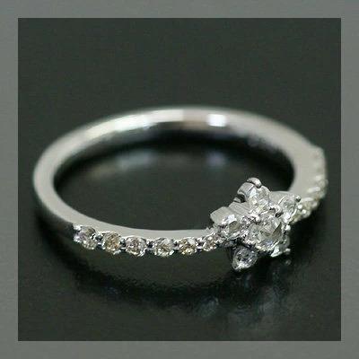 わすれな草”ローズカットダイヤモンドリング 誕生石 4月 PT900 K18 K10対応の画像
