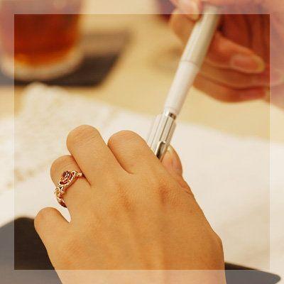 アンダリューサイト ローズカットダイヤモンド リング ブランチ PT900 K18 K10対応  誕生石 4月の画像