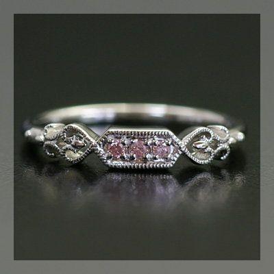 オーナメント”ピンクダイヤモンドリング PT900 K18 K10対応 誕生石 4月