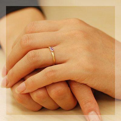 アメシスト ペアシェイプ リング 誕生石 2月 PT900 K18 K10対応