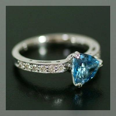 トリア　ロンドンブルートパーズ ダイヤモンド リング PT900 K18 K10対応　誕生石 4月 11月の画像