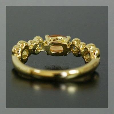 フラワーガーデン”スペサタイトガーネット ローズカットダイヤモンドリング PT900 K18 K10対応 誕生石 1月の画像