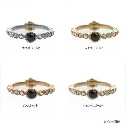 ブラックダイヤモンド ローズカットダイヤモンド ミル打ちリング 誕生石 4月　PT900 K18 K10対応の画像
