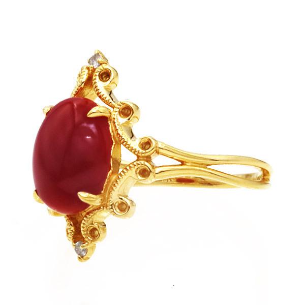 限定1本 2.04ct 血赤珊瑚 0.02ctダイヤモンド リング #13 誕生石 3月の画像